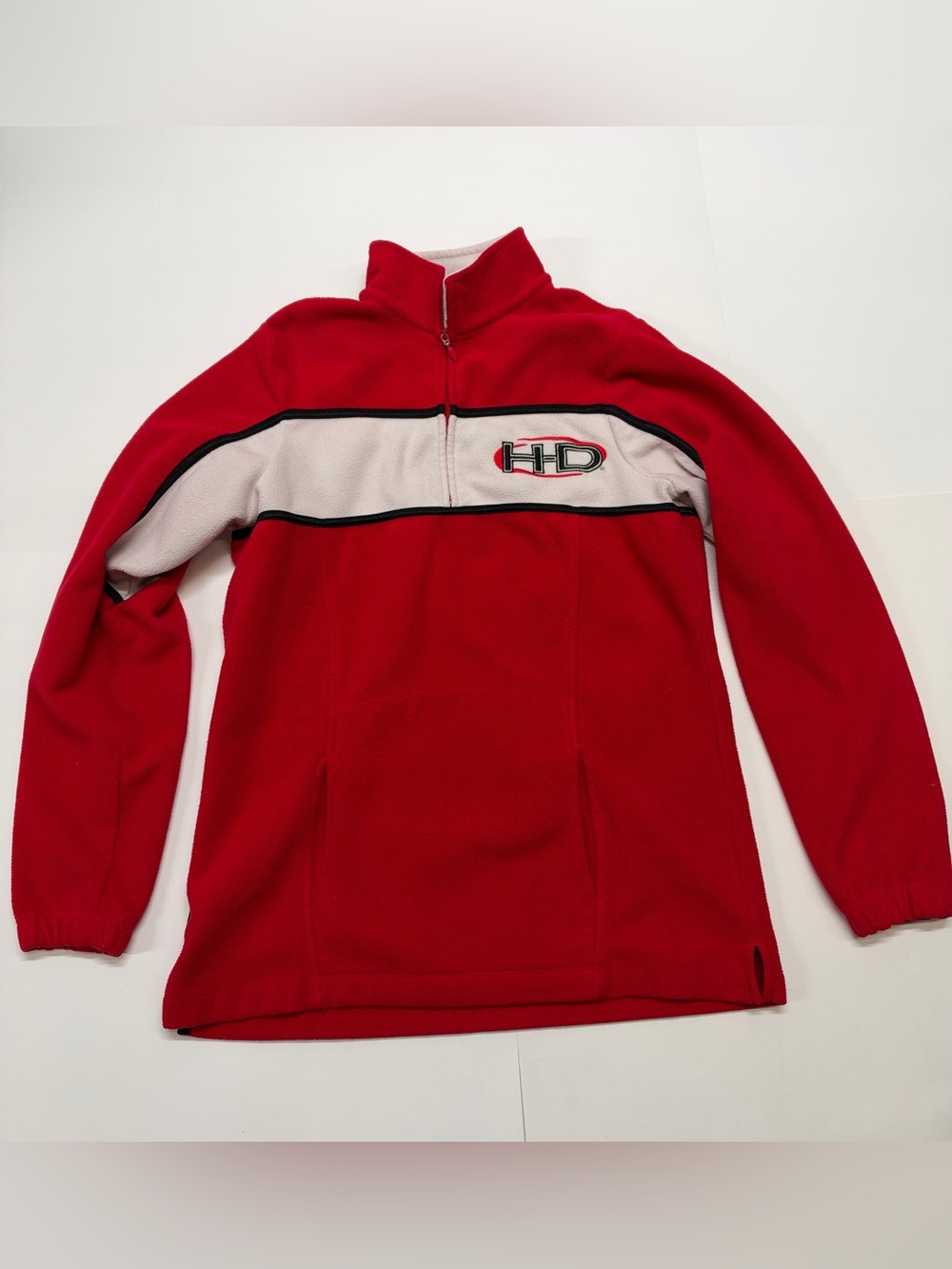 Harley-Davidson Red and White 1/4 Zip Men's Sweater